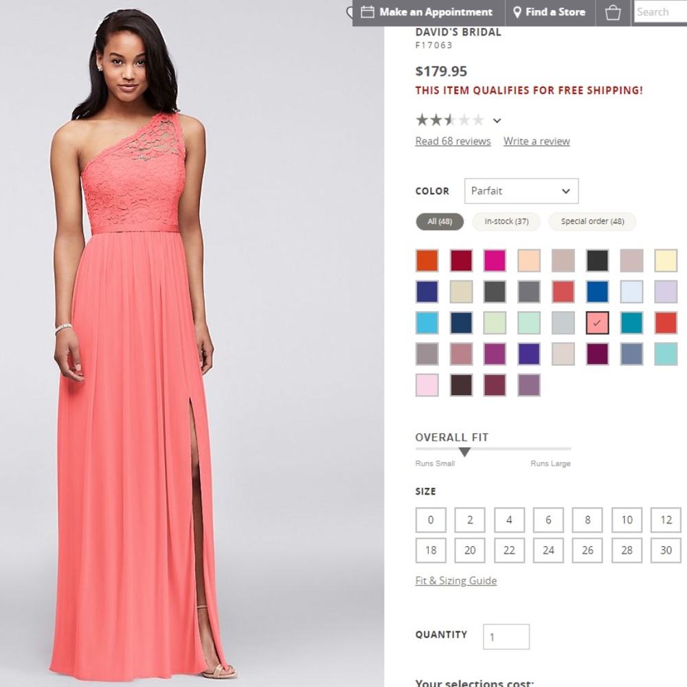 Davids Bridal One Shoulder
